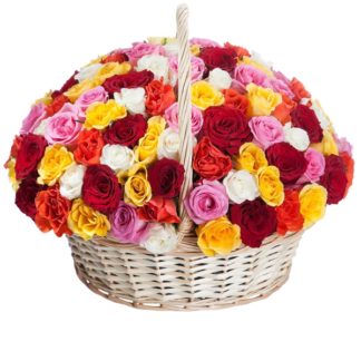 51 colorful roses basket | Flower Delivery Engels