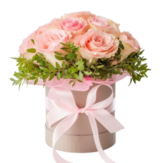 25 pink roses in a hatbox | Flower Delivery Engels